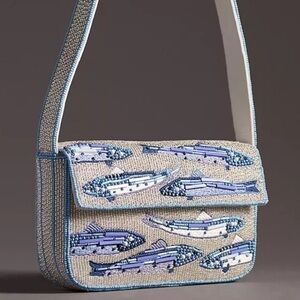 Anthropologie Fiona Beaded Bag Food & Drink Sardines Edition NWT